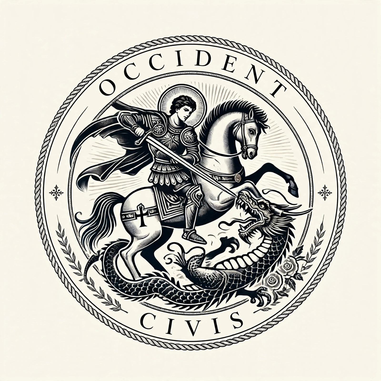 Saint George slaying the dragon, the seal of Occident Civis Capital